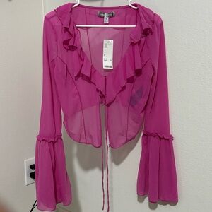 Urban Outfitters Fuchsia Ruffle Blouse